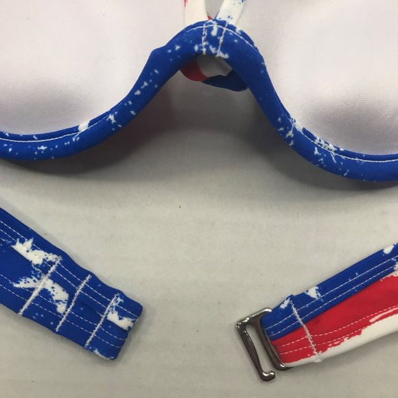 Xhilaration Junior's Sz. Small 0-2 Push Up Halter Stars, Stripes Bikini Top New - Picture 3 of 11